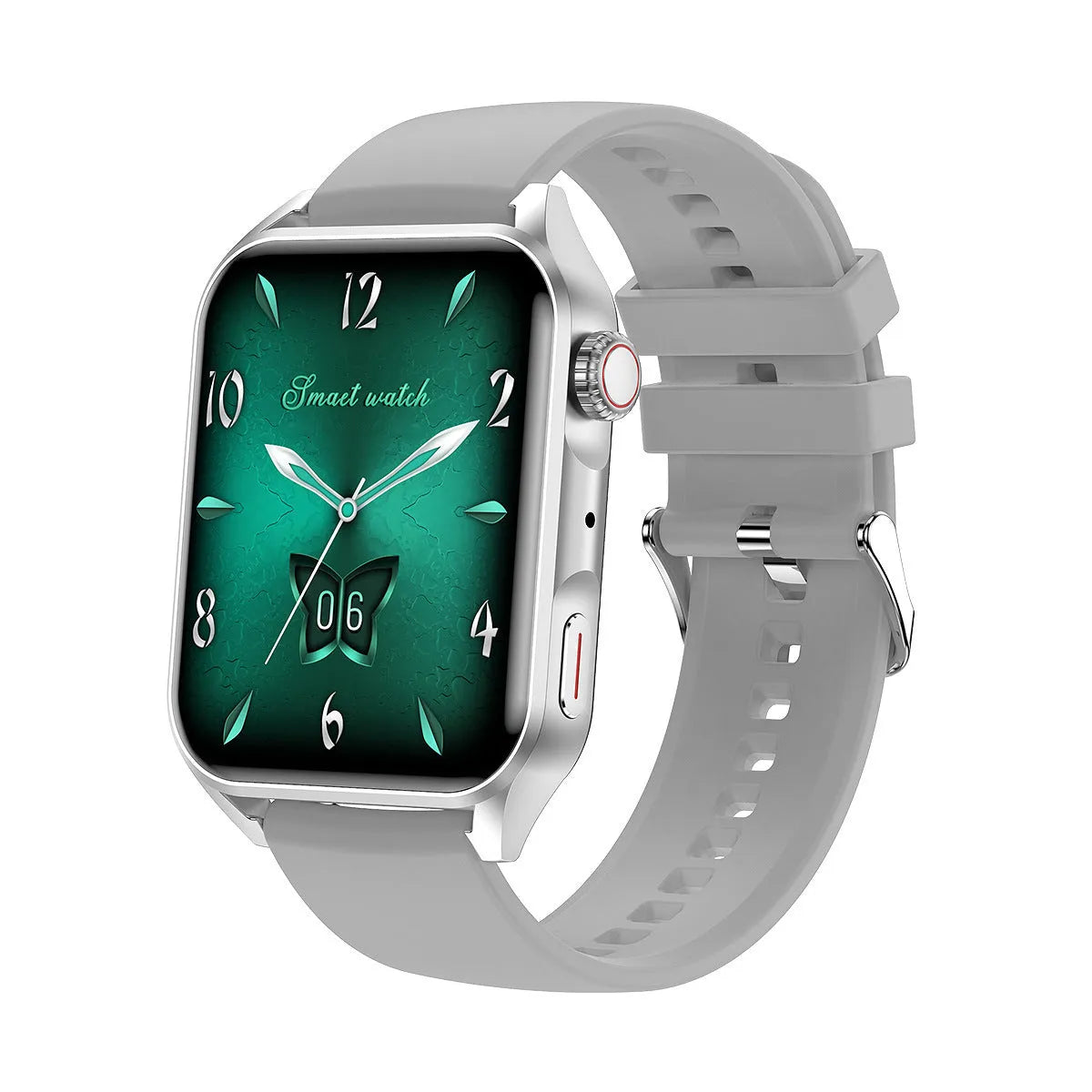 Smart watch with 1.8-inch AMOLED screen, NFC, and silicone strap in three colour options