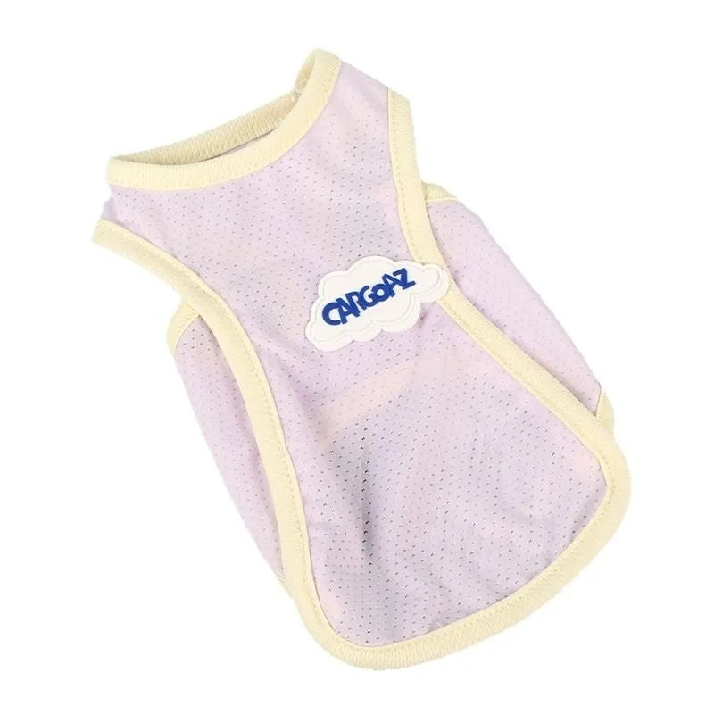 Grass green polyester cat summer vest with sports style design and anti-lint properties