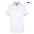 men's casual polo shirt in white with lapel collar and short sleeves, pearl cotton fabric