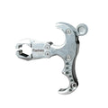 Zinc alloy archery release aid with a stainless steel trigger and adjustable wrist strap.