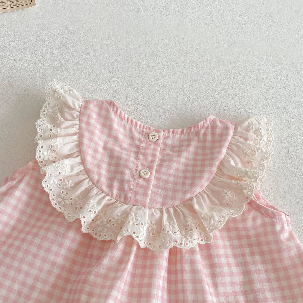 Girls cherry pink plaid bowknot shirt and wide leg pants two-piece set on child