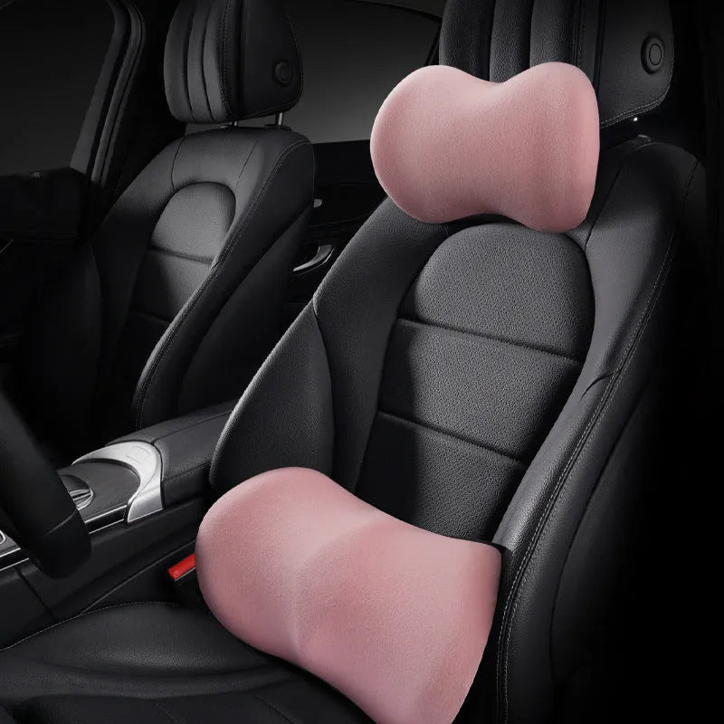 Car seat lumbar support and headrest cushion set in five colour options for driving comfort