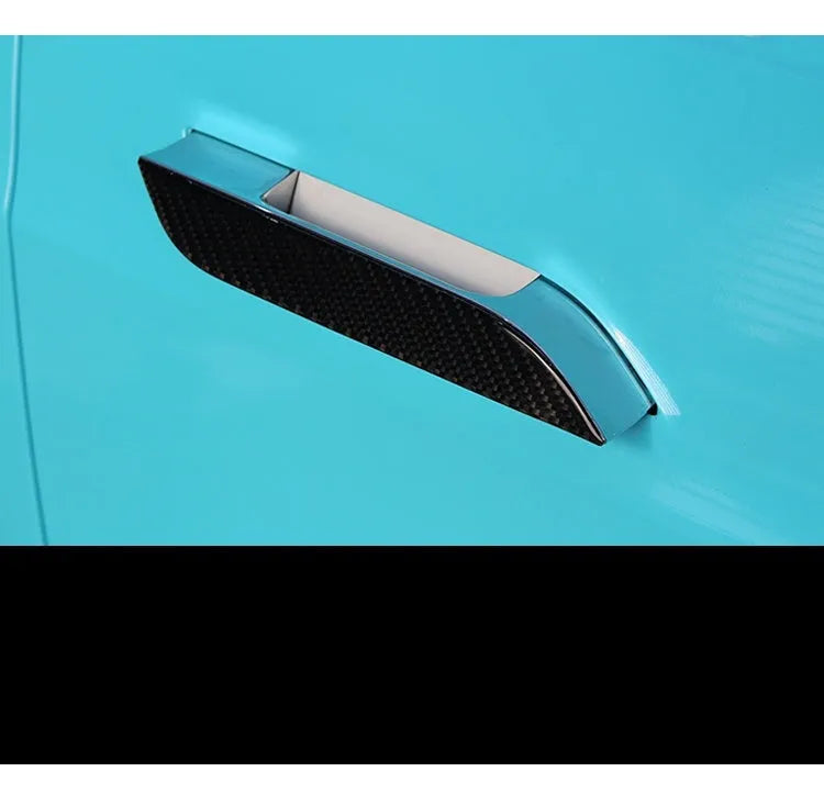 Tesla Model S carbon fibre door handle protection patches in 4-piece adhesive set