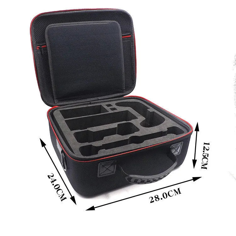 Black EVA hard case storage bag for game console accessories like controllers and cables.