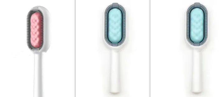 Green plastic pet hair removal comb with disposable wipes sticker for cats and dogs