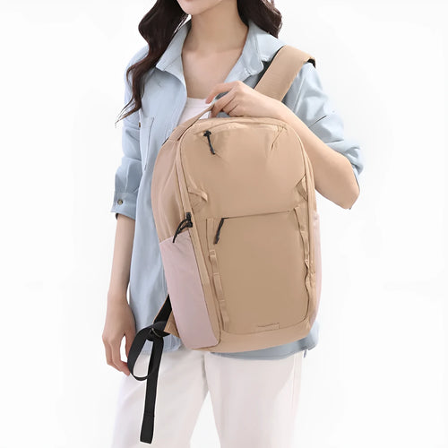 Waterproof 20L backpack in Taslan composite cloth with curved shoulder strap in beige colour