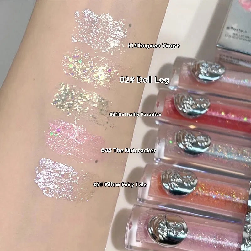 Ballet liquid eye shadow in five glitter shades: Star Man Sakura Field, Doll Logs, Butterfly Paradise, Nutcracker, Pillow Fairy Tales