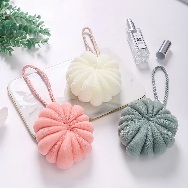 Japanese style 50g large bath flower ball in green, 10x10cm, with fine mesh and flexible foam