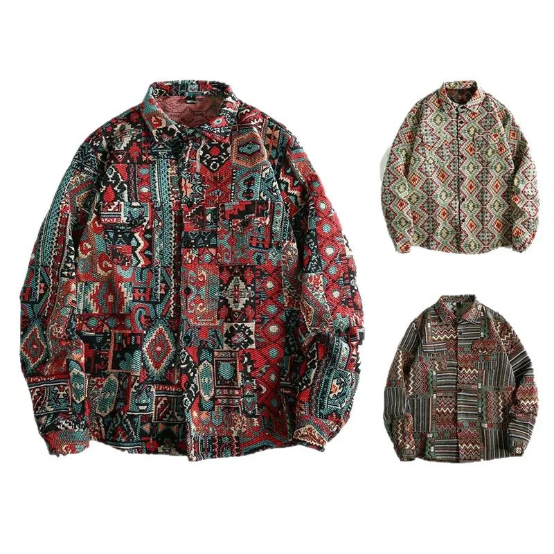 Men's jacquard pattern long sleeve polyester cardigan in slim fit, available in multiple colours and sizes