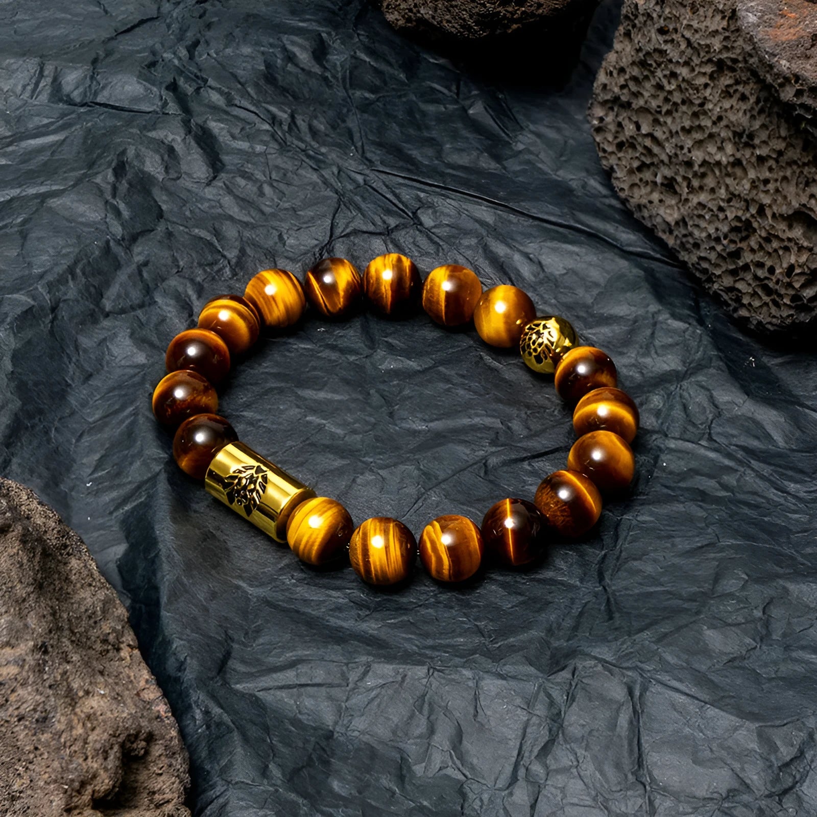 Little Lion ethnic style bracelet made from Bodhi seeds with geometric black and white patterns