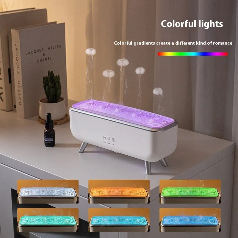 White square desktop jellyfish smoke ring ultrasonic humidifier with dynamic sound pickup