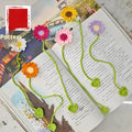 Hand-crocheted daisy bookmark with flexible wire frame in yellow colour option