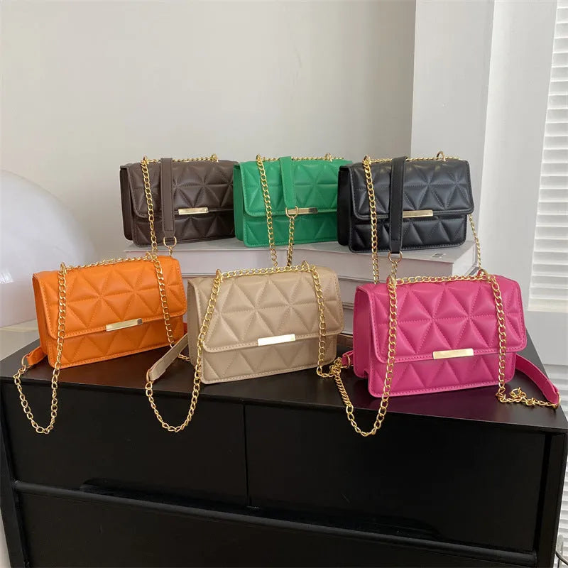 Women's PU leather messenger bag horizontal square shape with stitched detailing, 19x13x6cm, crossbody handbag