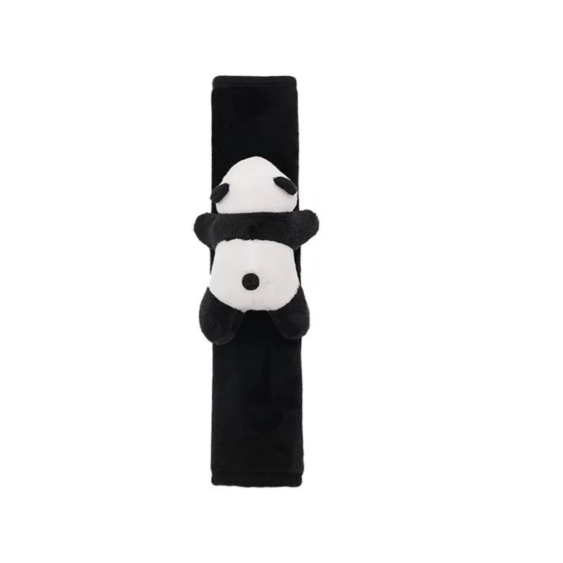 Black plush panda steering wheel cover and matching shoulder pad set for 38cm car wheels