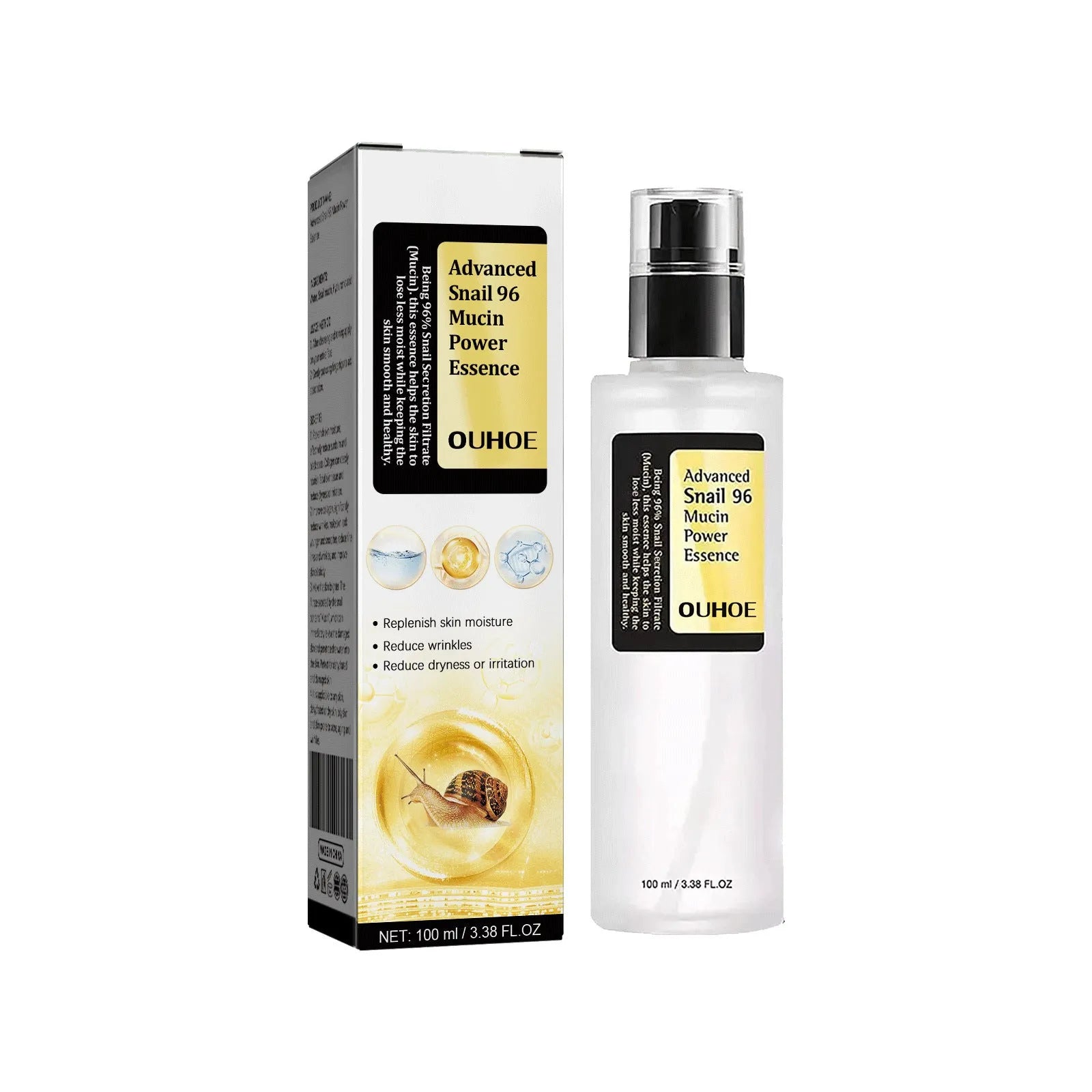 Snail collagen facial serum 100ml bottle with hydrating and brightening benefits