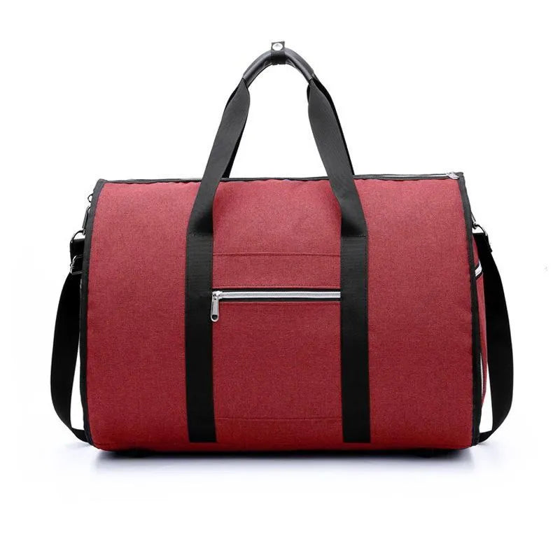 Medium cylinder travel bag in Oxford cloth with zipper closure, available in blue, red, light grey, and black