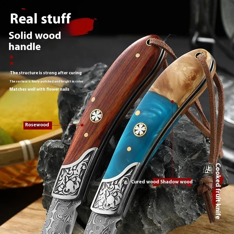 Traditional Chinese folding pocket knife with VG10 steel blade in blue or red