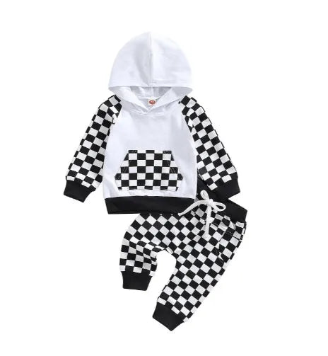 Casual boys' cotton hoodie and trousers suit in creamy-white, two-piece set for children 80-120cm