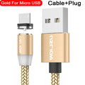 USLION circular magnetic charging cable in black, showing magnetic connector and plug for Android, iOS, or Type-C device.