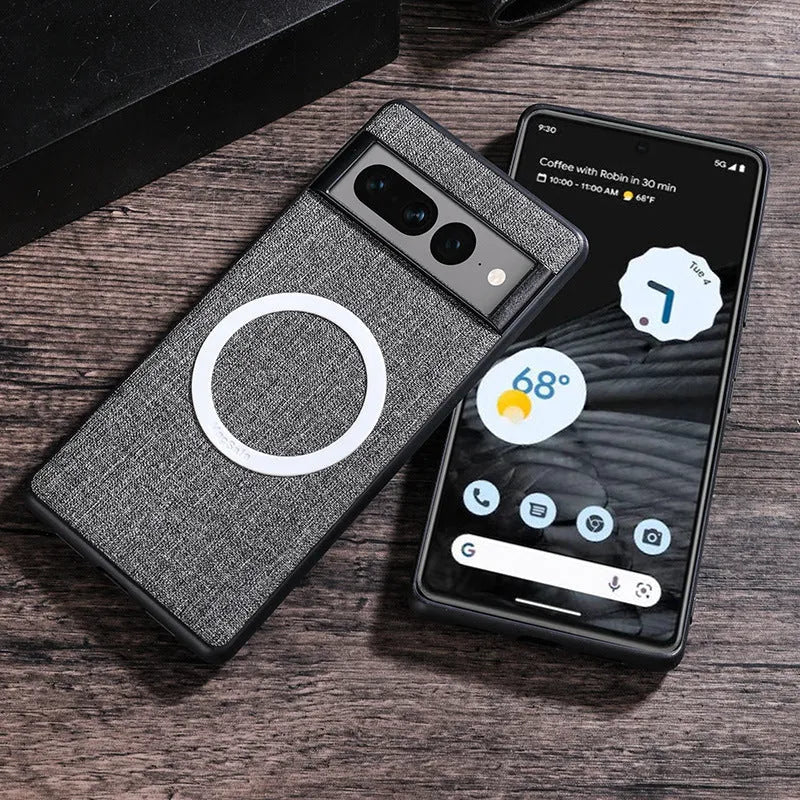 Google Pixel series PC magnetic phone case in black showing back cover and camera cutout