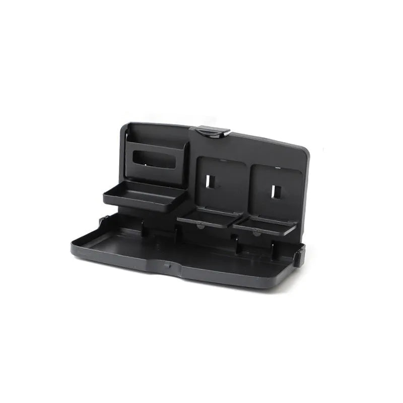 Black ABS plastic car steering wheel laptop stand with foldable design on vehicle dashboard