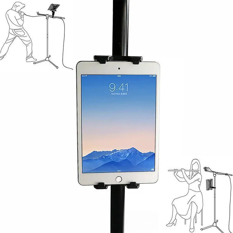 Black ABS plastic universal bicycle handlebar mount for mobile phones and tablets.