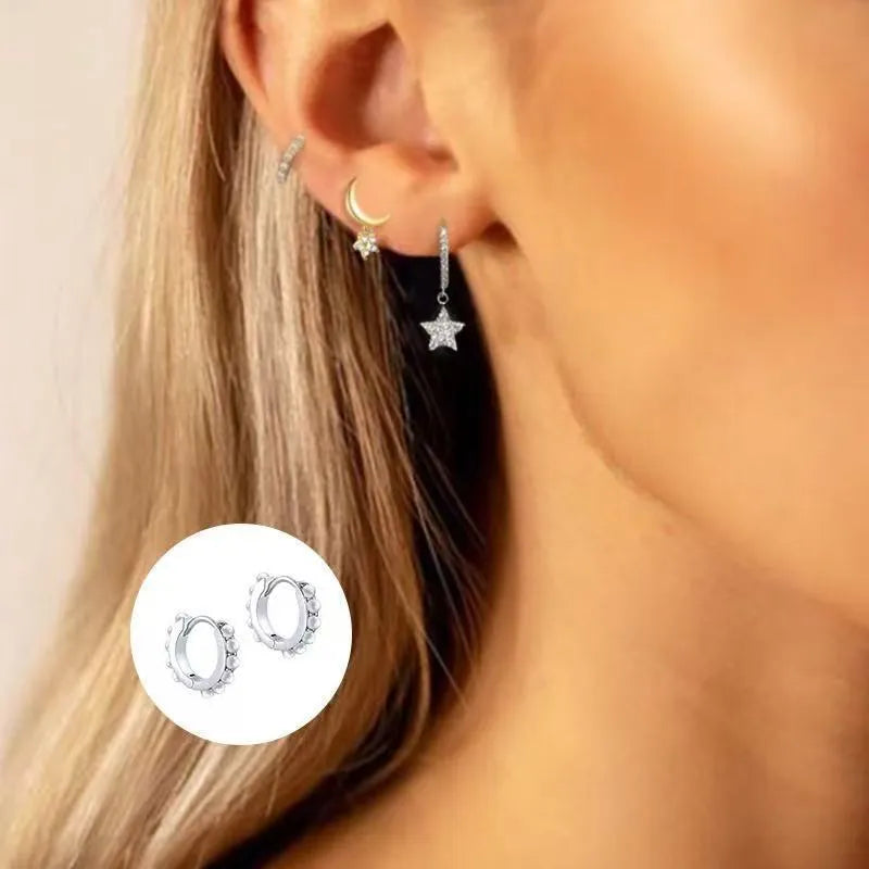 925 sterling silver round imitation pearl ear clip with 18K electroplating gold finish geometric design for women