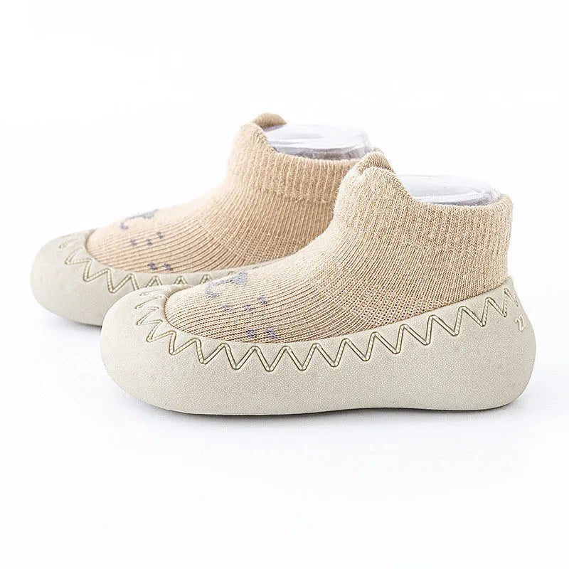 Spring and autumn baby soft sole toddler shoes in multiple colours, cotton upper, round toe, flat heel, sizes 20-25 cm