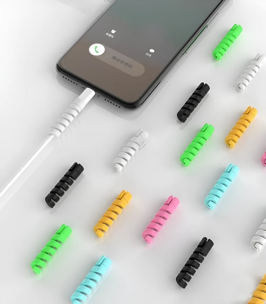 Plastic charging cable protector in black, 3.5cm length, for USB cable strain relief