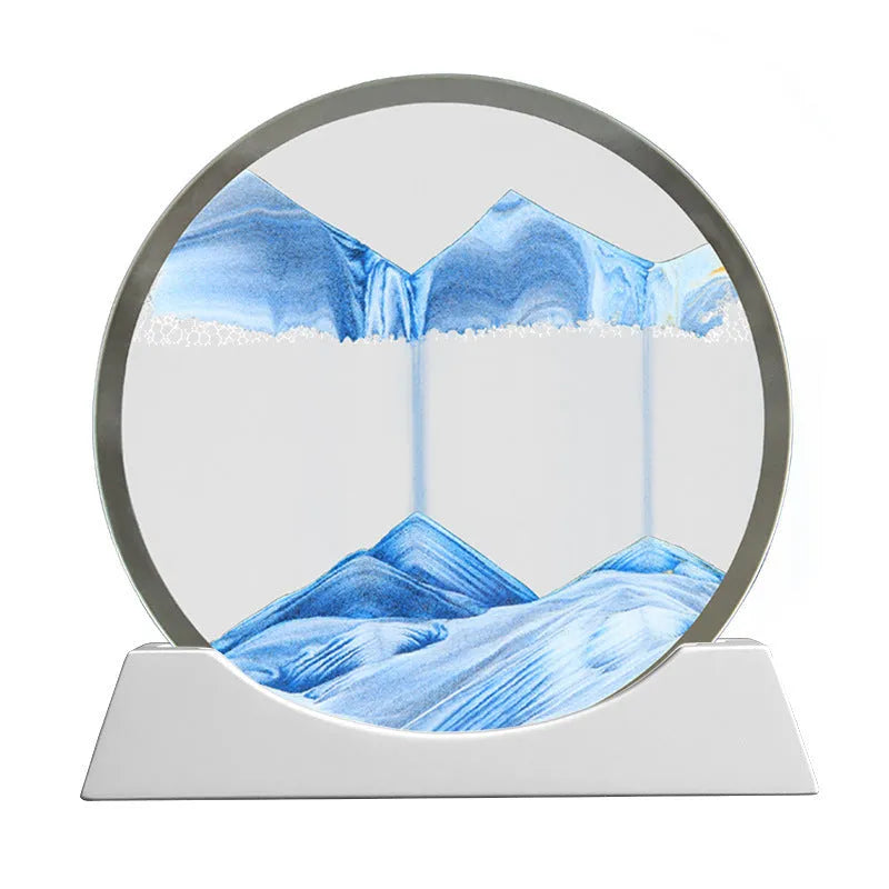 Rotating quicksand painting night lamp in embroidered glass with modern abstract design