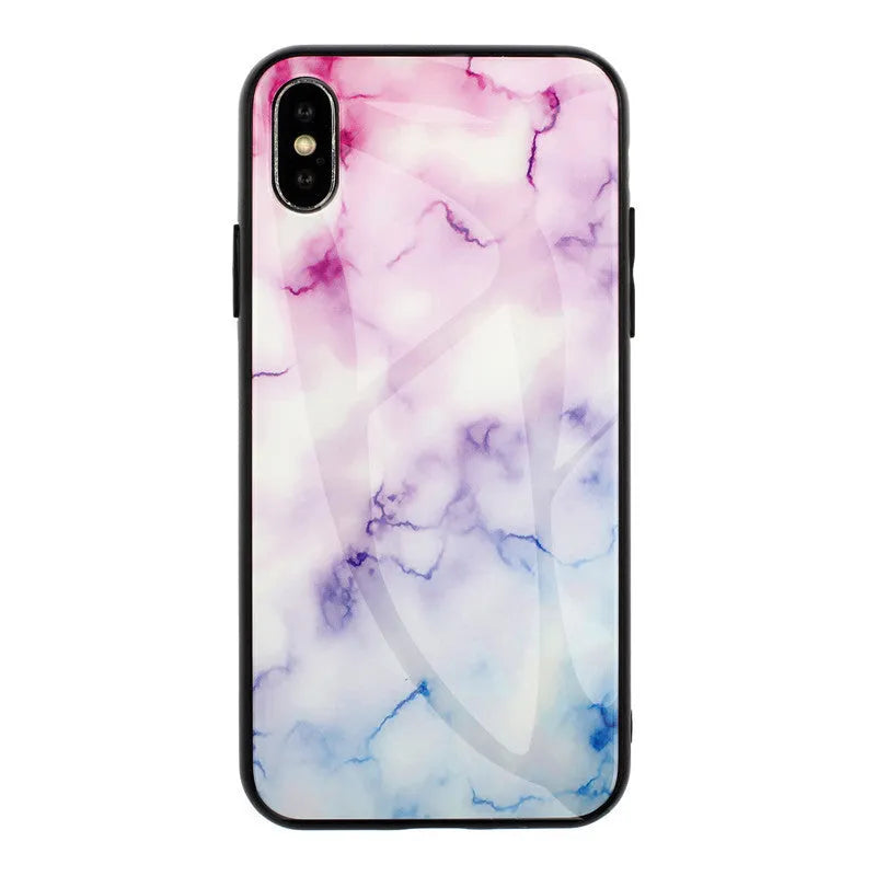 Huawei mobile phone case with marbled glass and TPU protective shell in blue colour.
