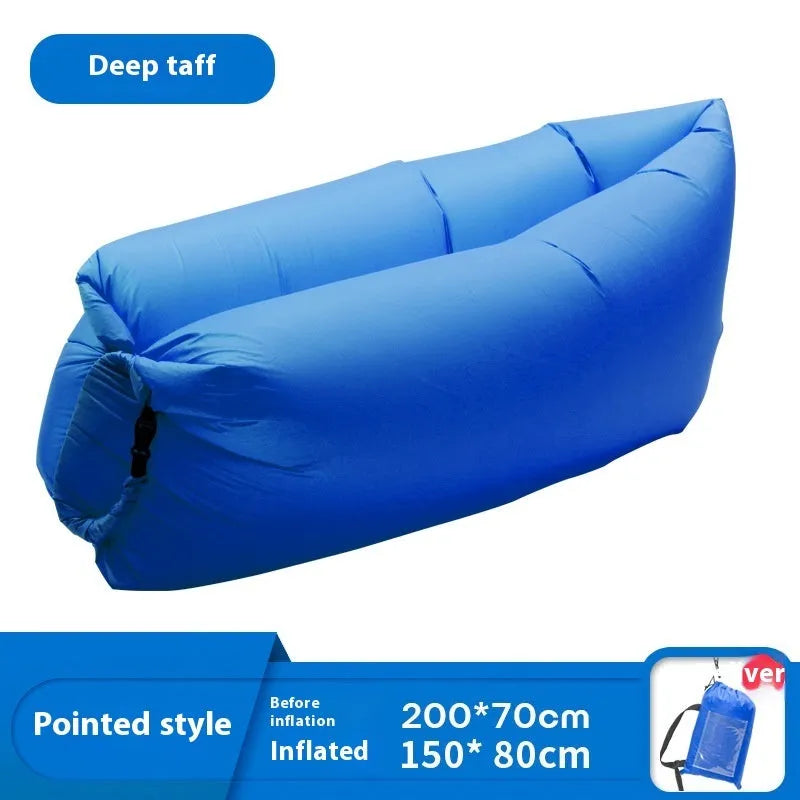 Inflatable lazy sofa in outdoor setting with colourful design options