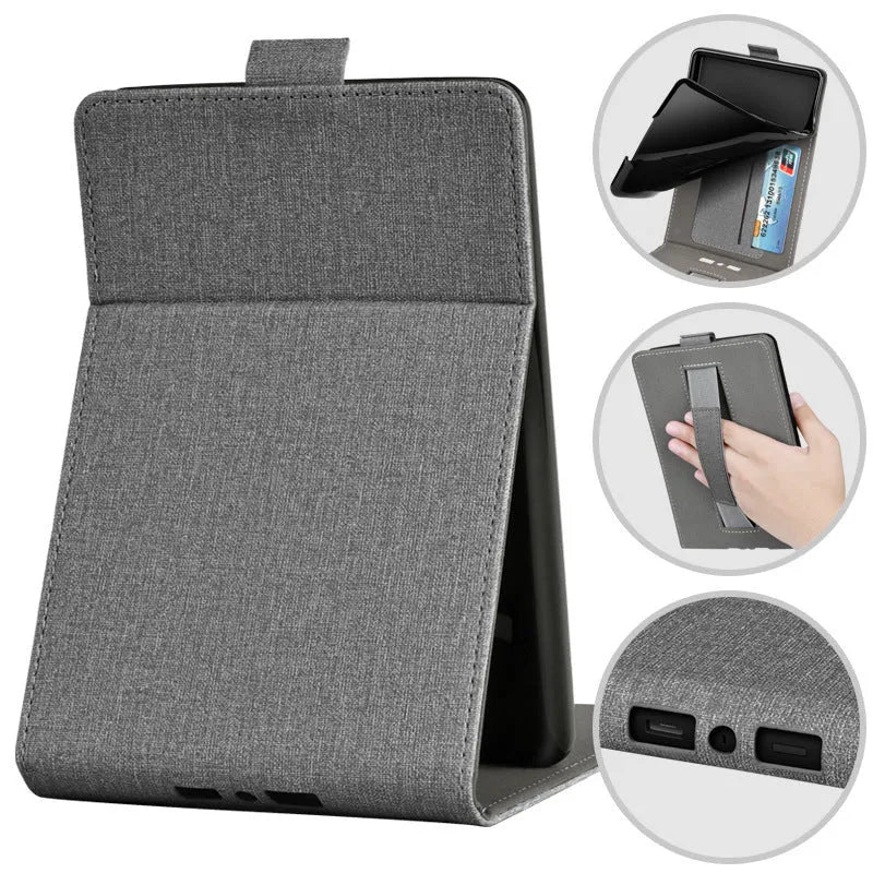 TPU protective case for Kindle with embossed bracket stand design in a selection of colours and patterns.