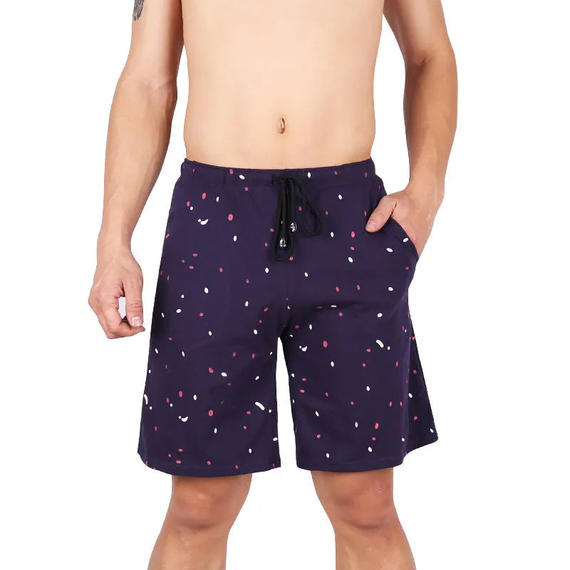 Cotton seamless men's underwear boxer shorts with dot pattern in blue, dark blue, green, red, white, black stars