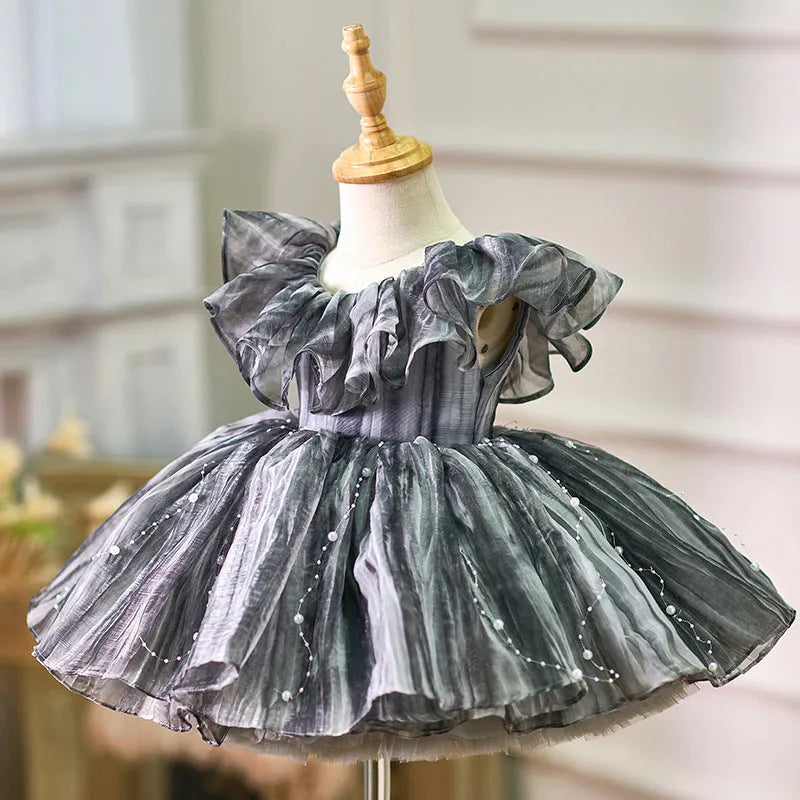 New girls birthday party dress high grade gray princess style suitable for 80cm to 160cm height