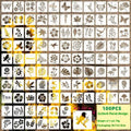 100 pieces of 2-inch milky white PET film spray painting templates showing floral, animal, and letter designs