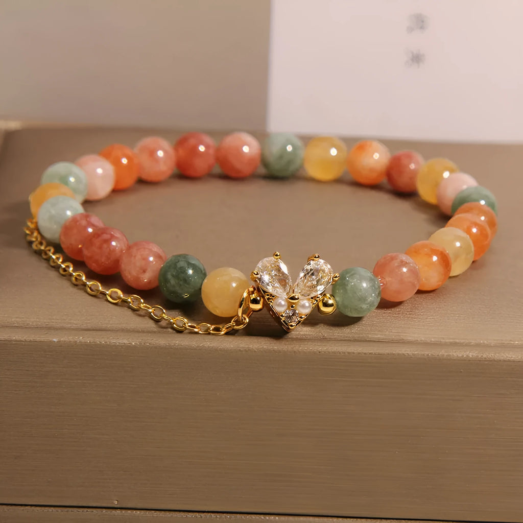 Women's Fu Lu Shou crystal bracelet with a cartoon-style V-shaped zircon charm.