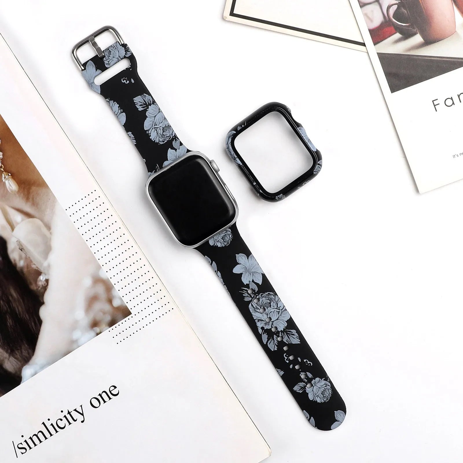 Printed silicone Apple Watch strap for iWatch 1-6 and SE models in 38mm 40mm 42mm 44mm sizes