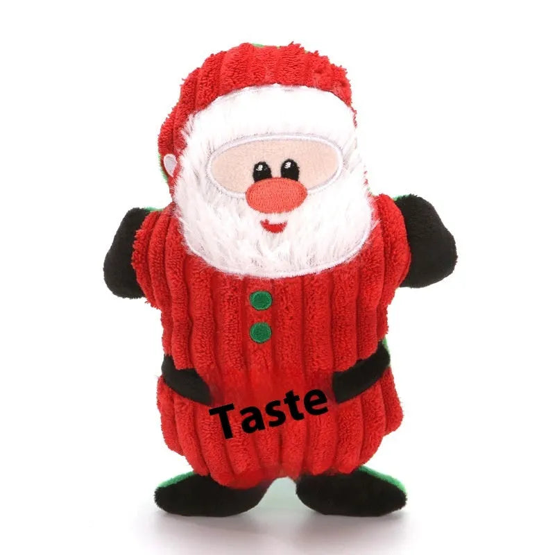 Christmas pet toy plush Santa Claus design with squeaker for cats and dogs