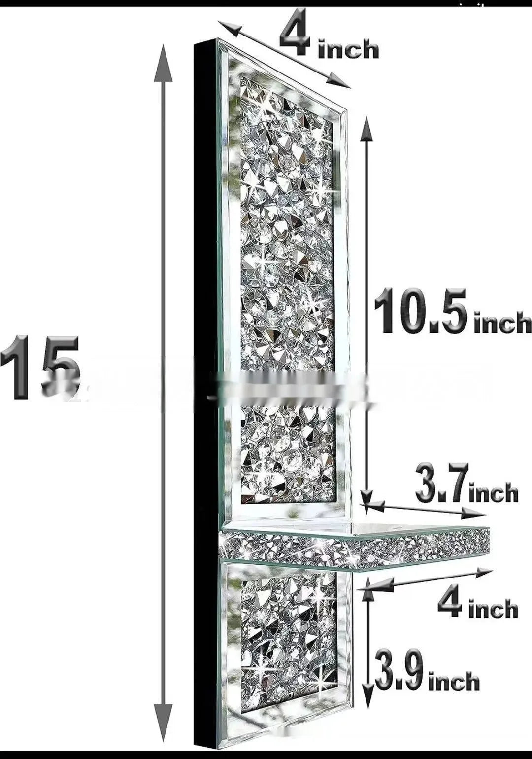 Pair of silver mirror glass wall candlestick holders measuring 10x11x38cm