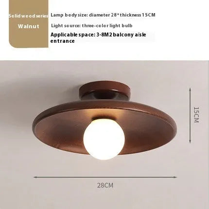 Solid wood and glass ceiling lamp in minimalist design with LED lighting