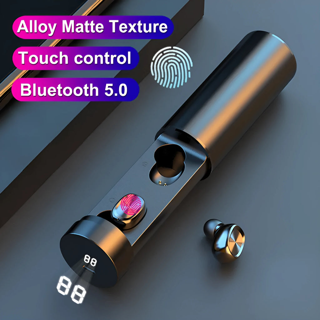 Bluetooth 5.0 wireless sport earbuds with graphene film speaker and silicone earmuffs in black