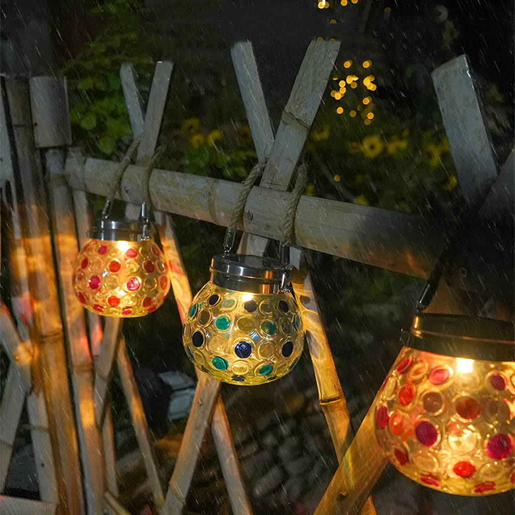 Solar decorative wave point outdoor waterproof night light in red, 13cm high, for garden use