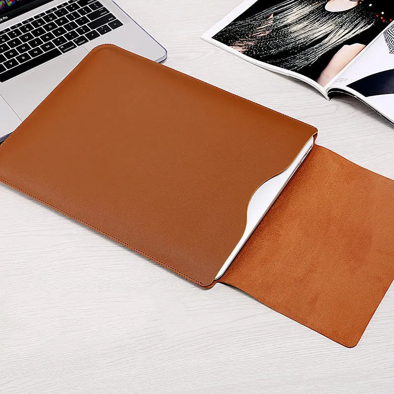 Business selvedge four-piece notebook liner bag in PU for MacBook with magnetic snap closure