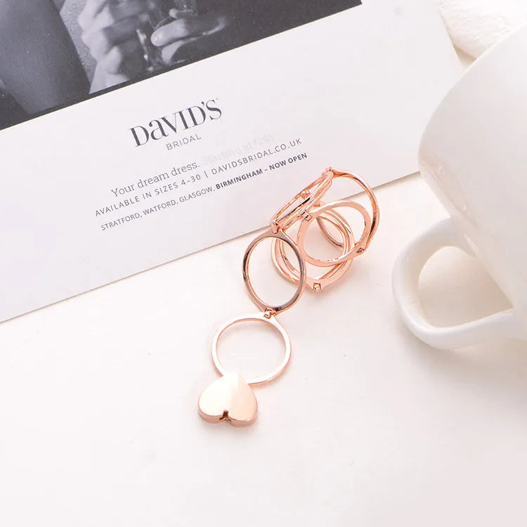 Heart finger ring bracelet 2 in 1 women jewellery S925 sterling silver rose gold light yellow gold plating