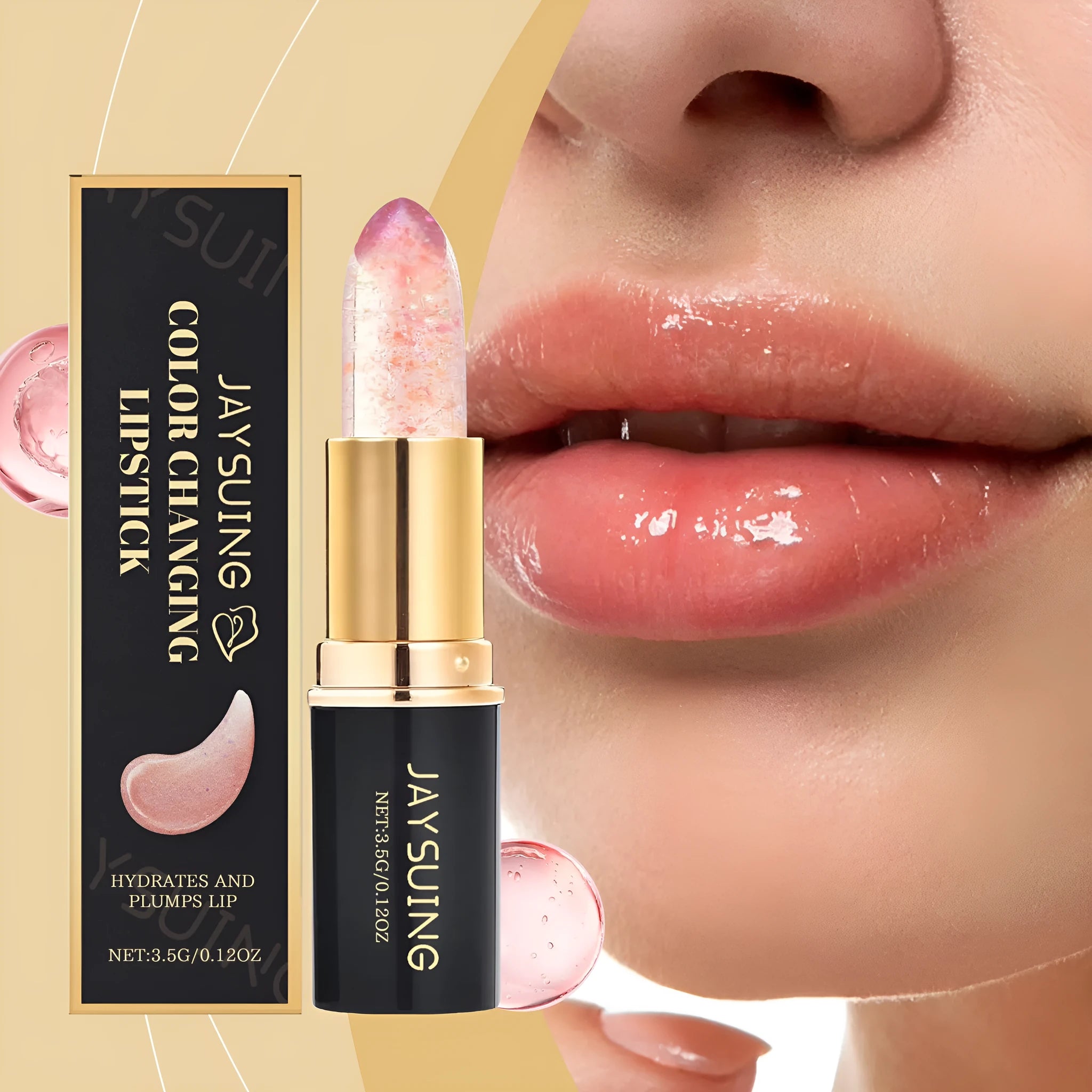 3.5g colour changing lipstick bullet that provides hydration and a personalised pink shade.