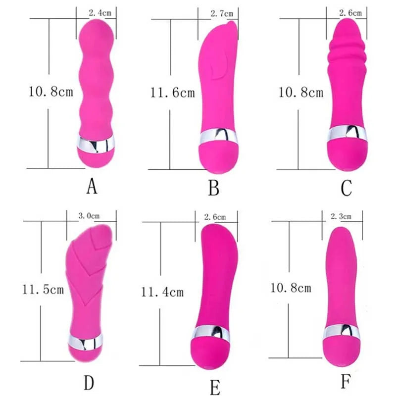 Realistic mini dildo sex toy showing six different styles A through F for women