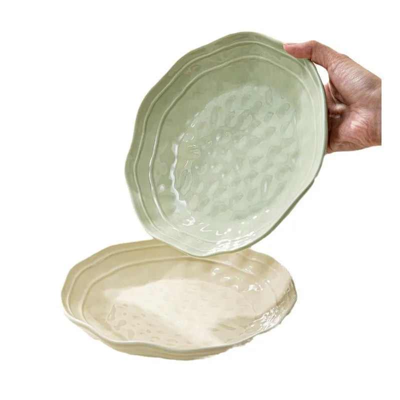 Seven-piece solid colour ceramic tableware set with matching dishes in gift box
