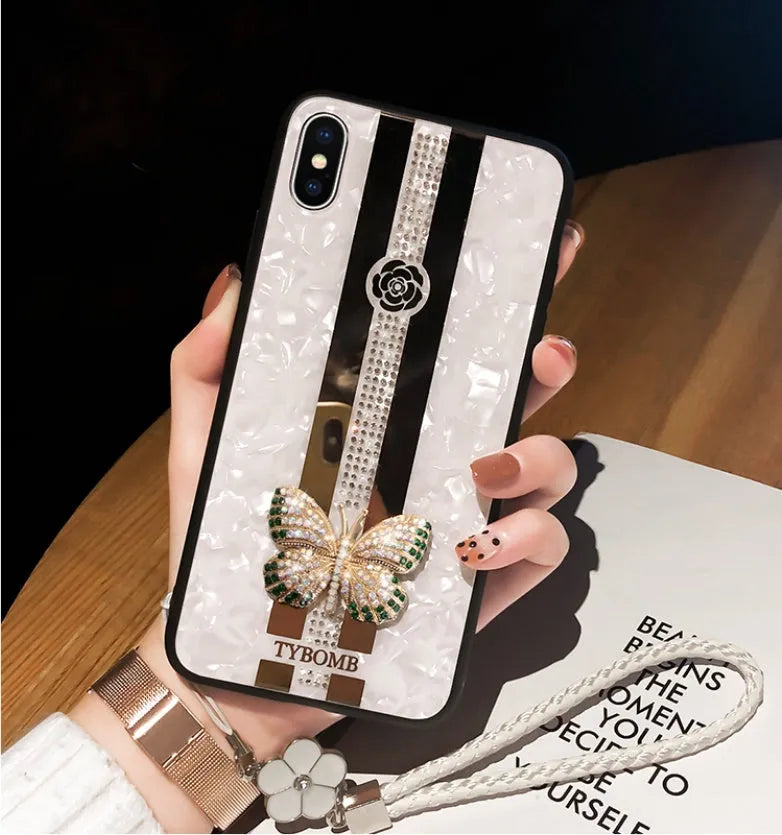 Luxury diamond butterfly mirror iPhone case in acrylic for Apple iPhone models