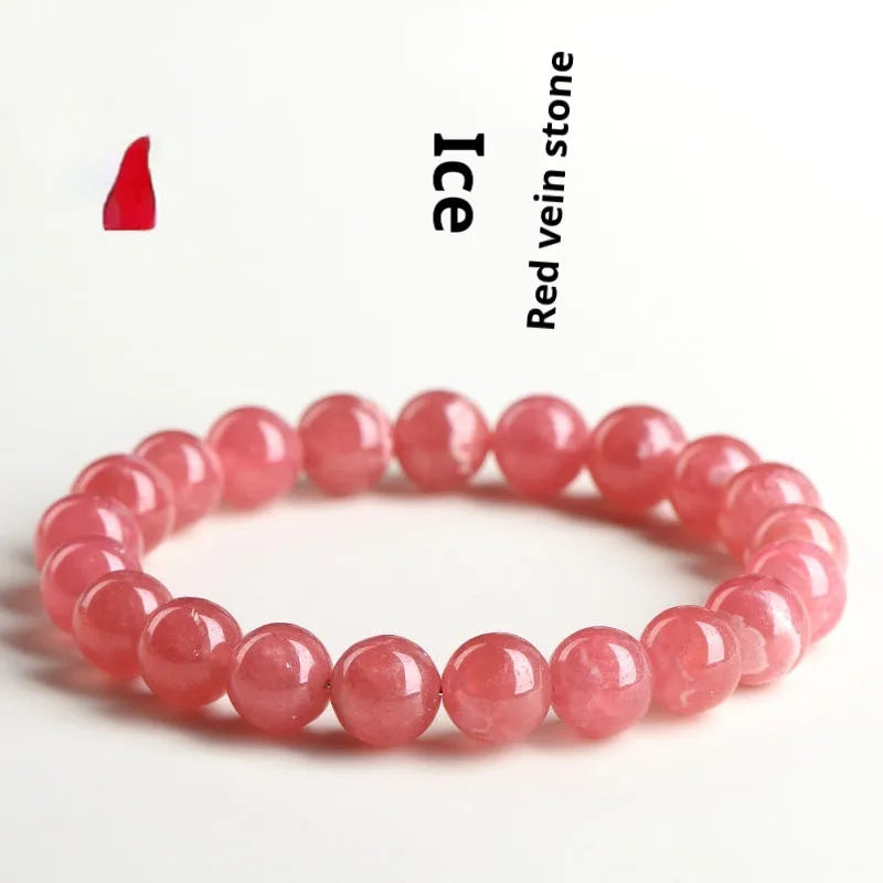 Geometric crystal bracelet with longevity lock closure in rhodochrosite colour variations